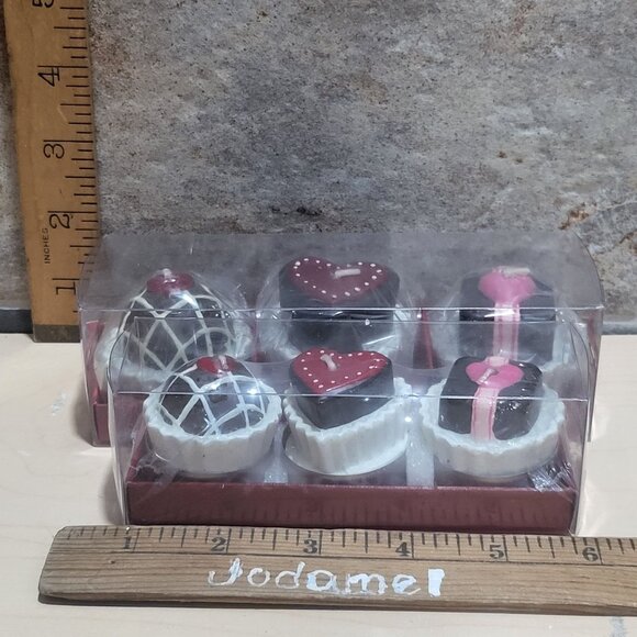 Decorative Truffles Heart Shaped Candy Chocolate Candle Gift Set Set of 2 - Picture 7 of 8